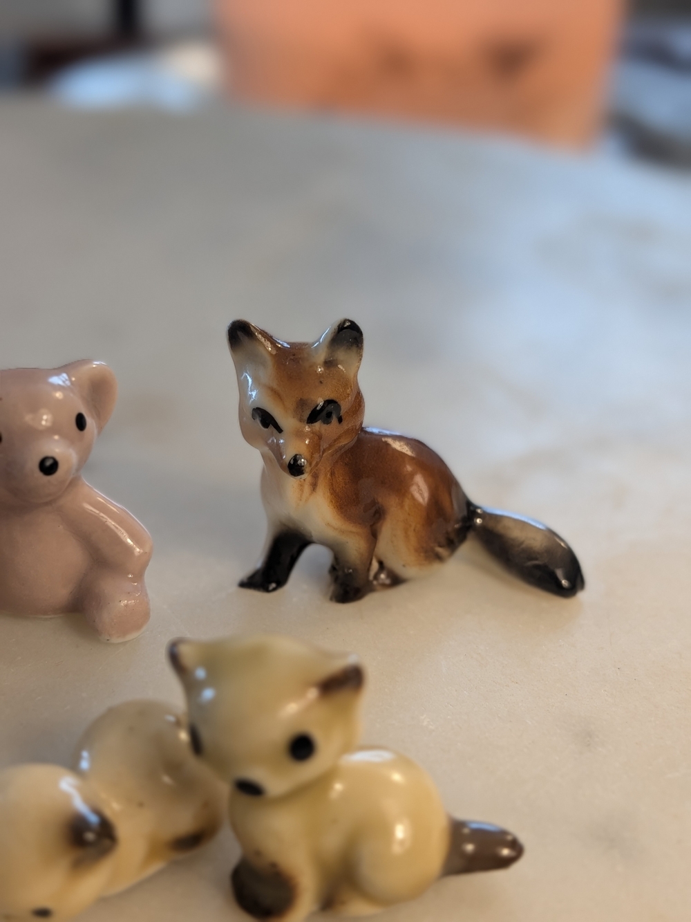 Mini Ceramic Woodland Animal Figurine Set Of 6 Vintage - Picture 7 of 14